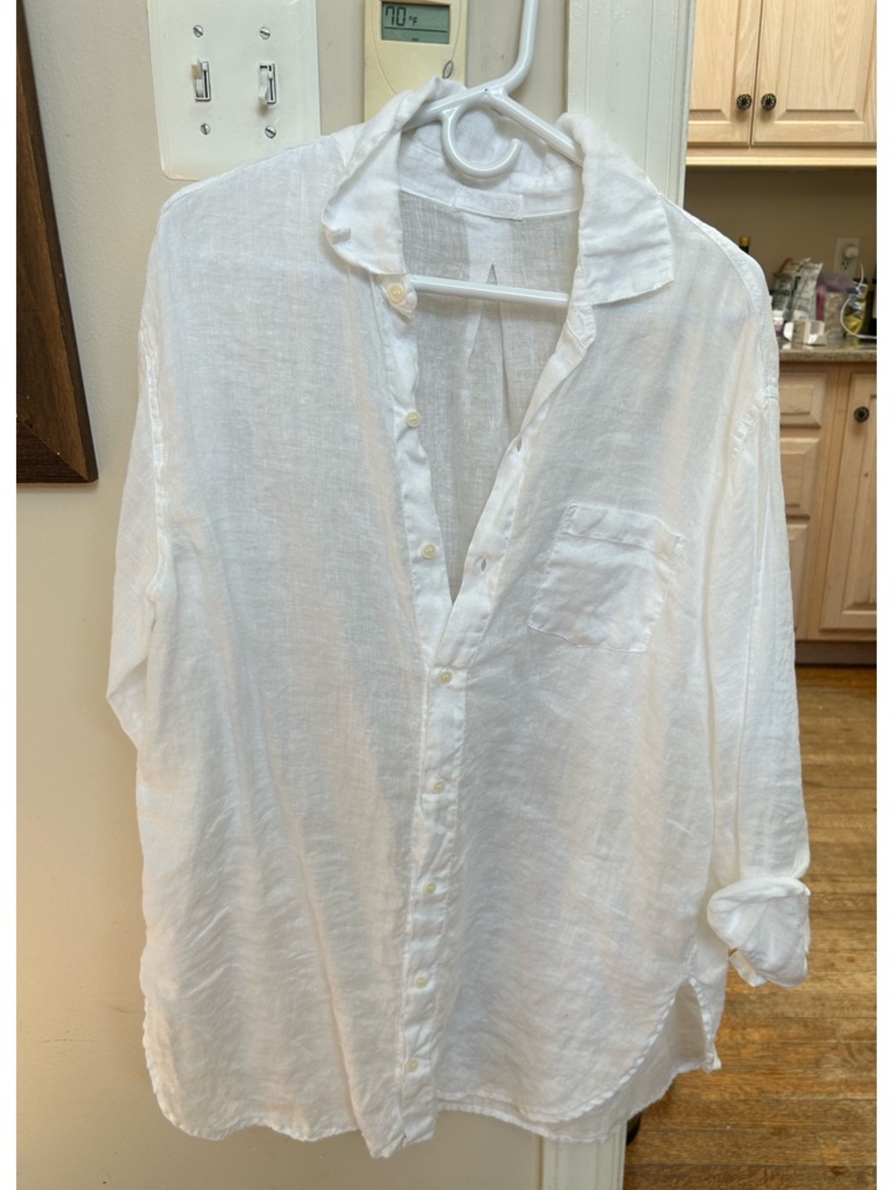 CP Shades White Linen Button-Down Shirt, M